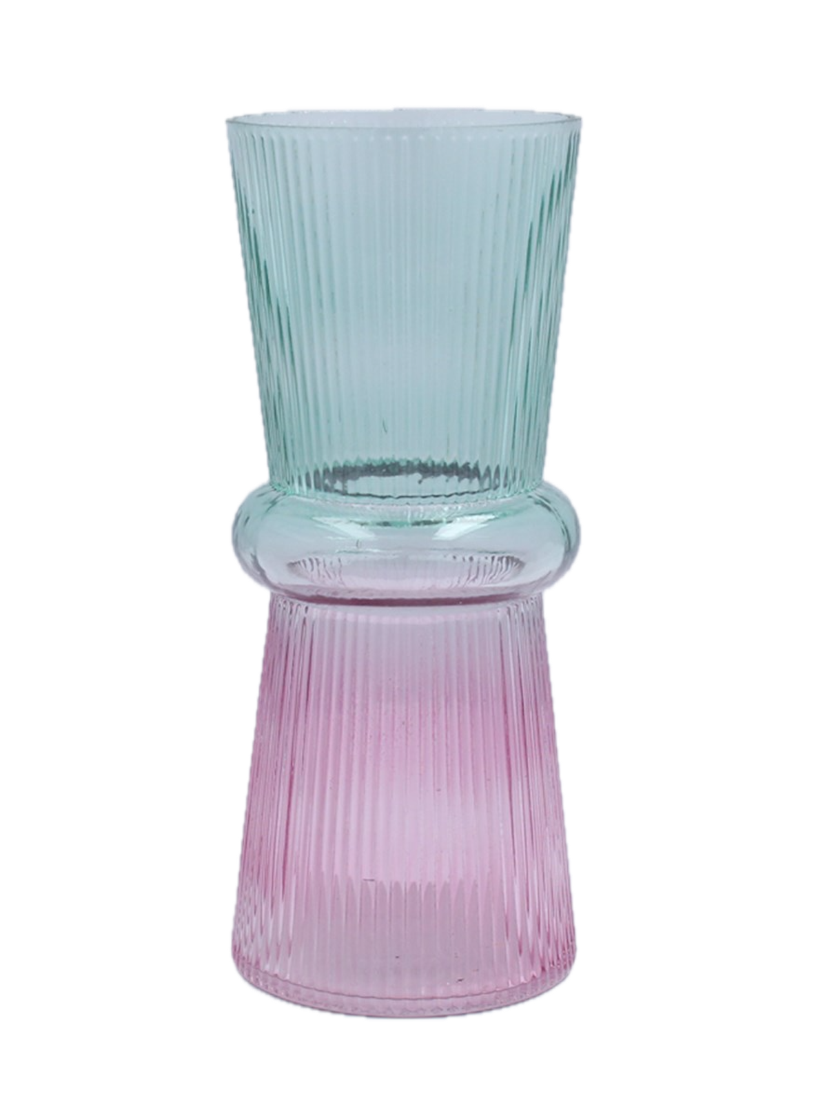 Pink & Green Glass Ombre Vase