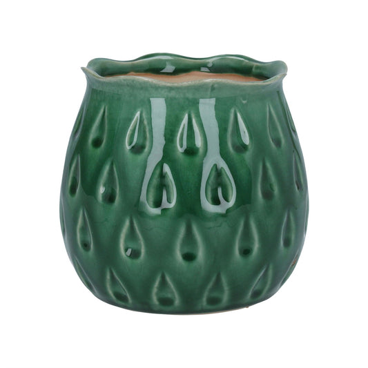 Green Stoneware Teardrop Pot Cover Sml