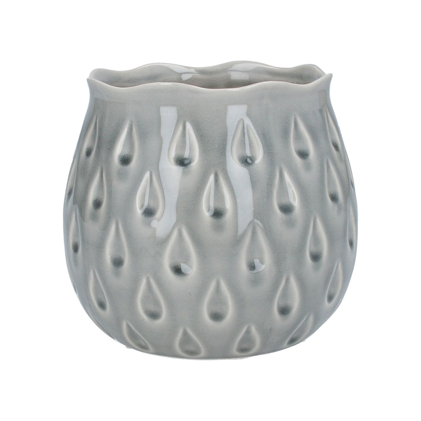 Grey Stoneware Teardrop Pot Cover Sml