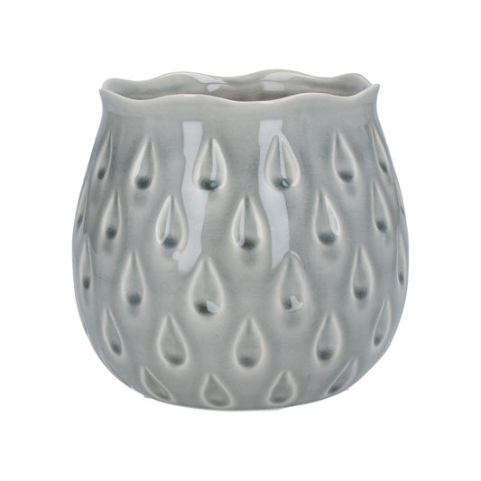 Grey Stoneware Teardrop Pot Cover Sml