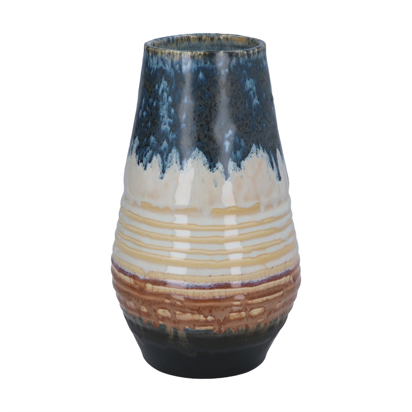 Stoneware Floating Vase 23cm - Blue Reactive, Decorative