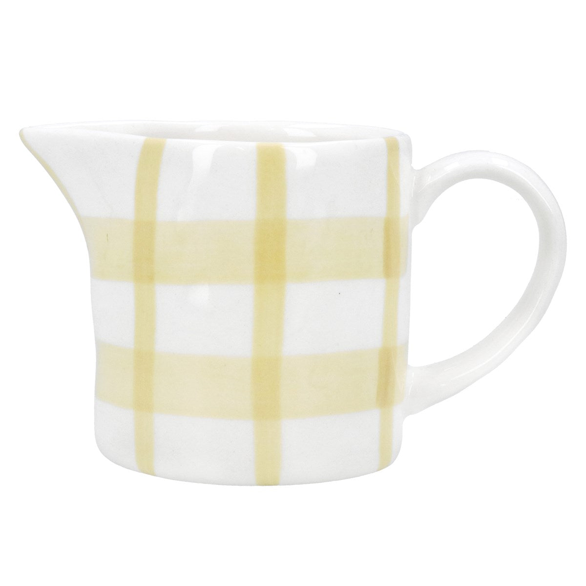 Yellow Check Stoneware Mini Jug - 7cm