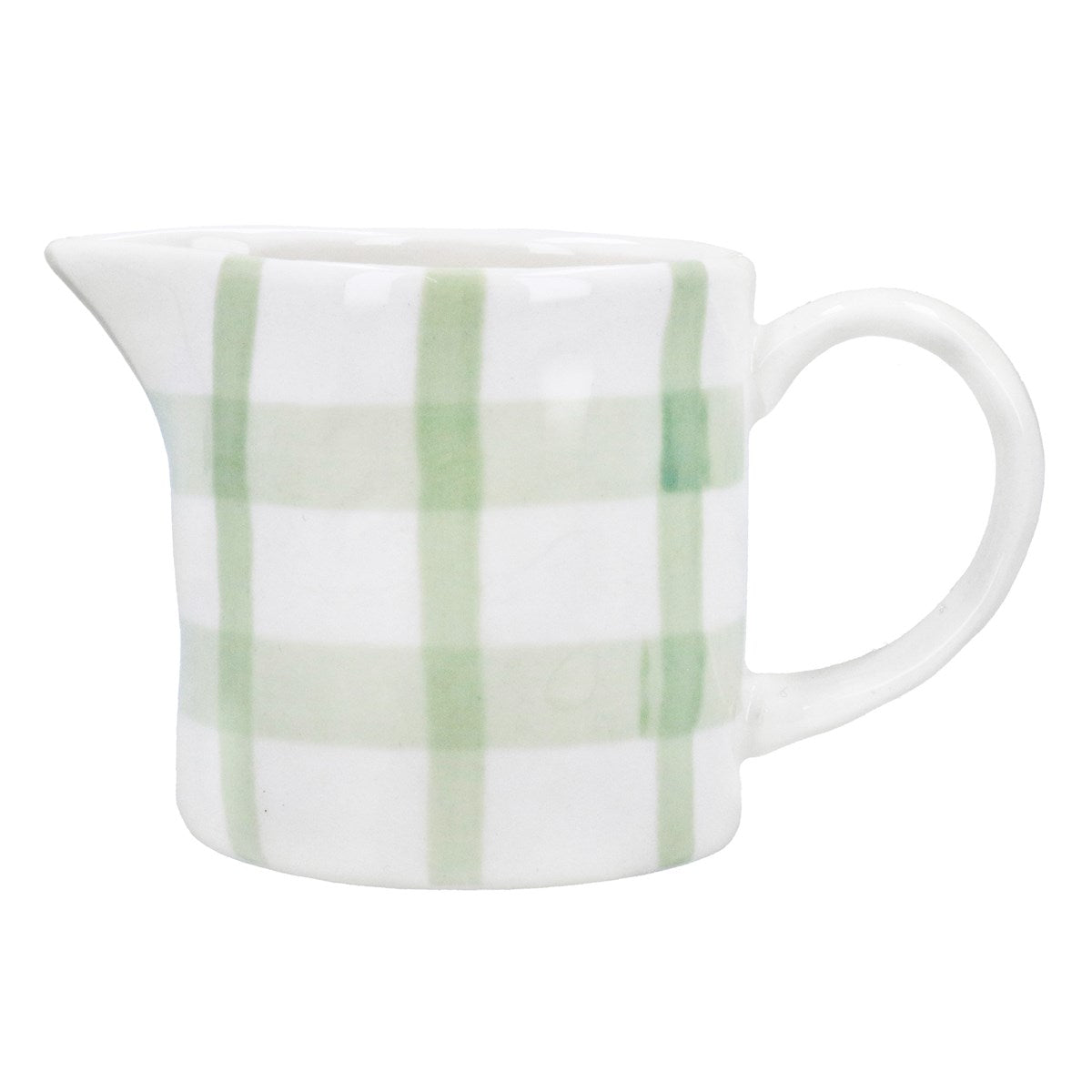 Green Check Stoneware Mini Jug - 7cm