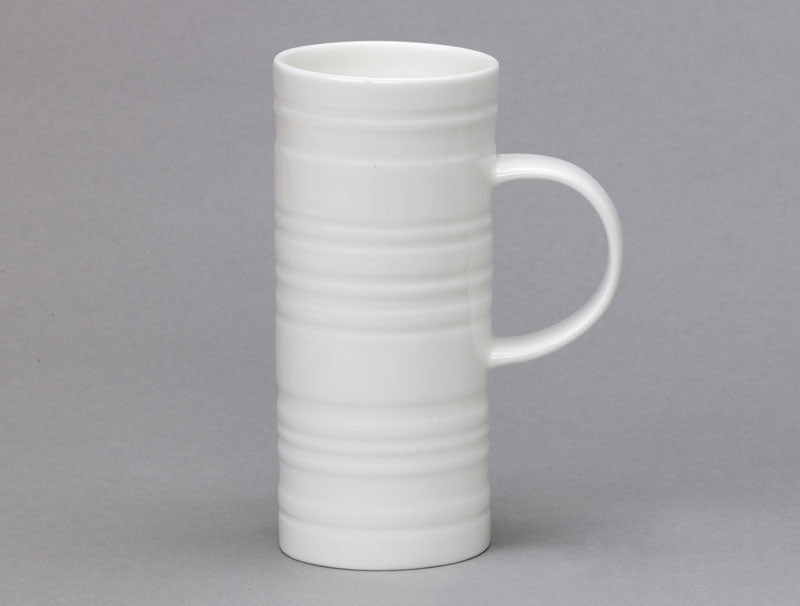Skinny White Mug 'Ribbed' Design