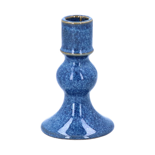 Blue Glazed Short Candlestick