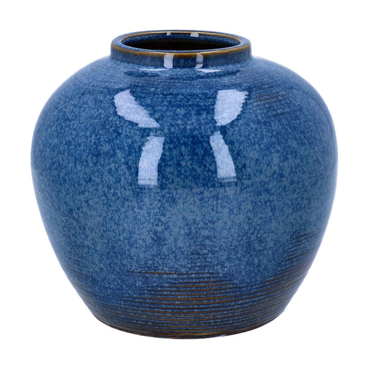 Blue Glazed Round Vase