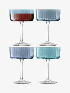 Set of Four Sapphire Gems Champagne/Cocktail Glasses
