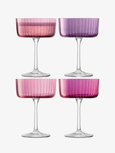 Set of Four Garnet Gems Champagne/Cocktail Glasses