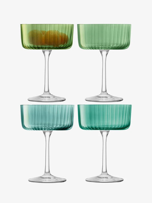 Set of Four Jade Gems Champagne/Cocktail Glasses