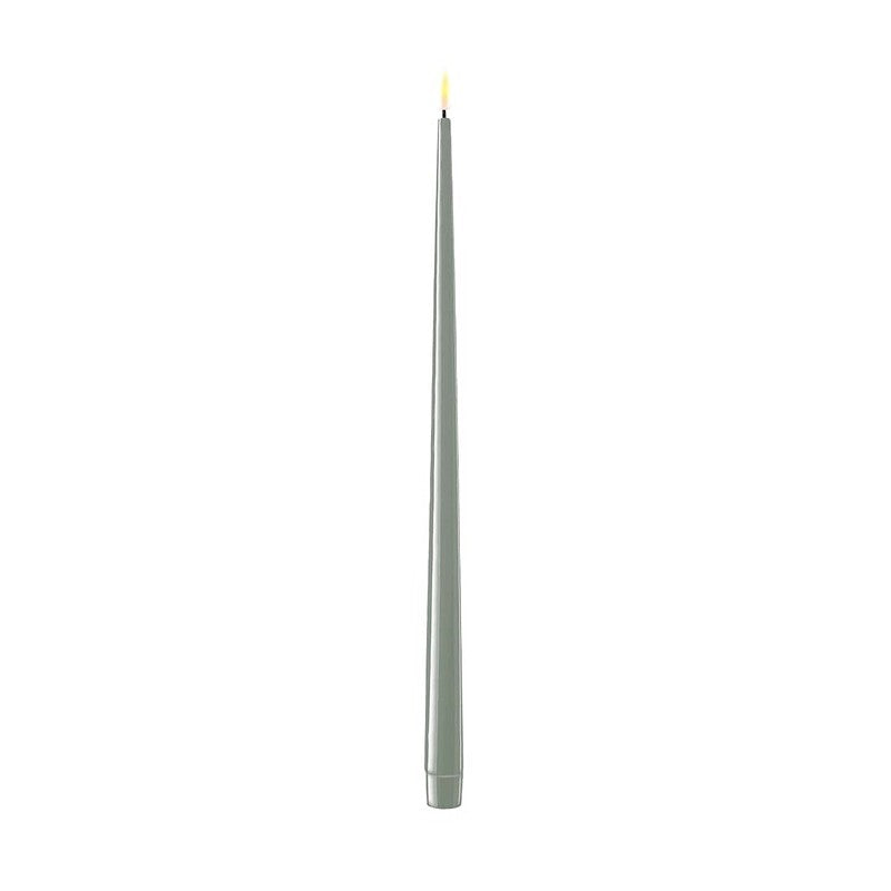 Salvie Green LED Real Flame Shiny Dinner candle 28cm Set of 2