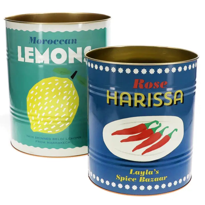 XL storage tins (set of 2) - Lemons and Harissa