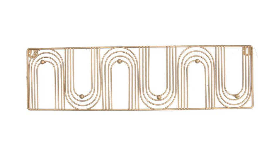 Metal Wall Hook 50cm - Gold Retro Plaque