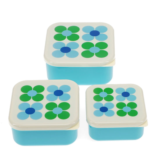 Snack boxes (set of 3) - Blue and Green Daisy