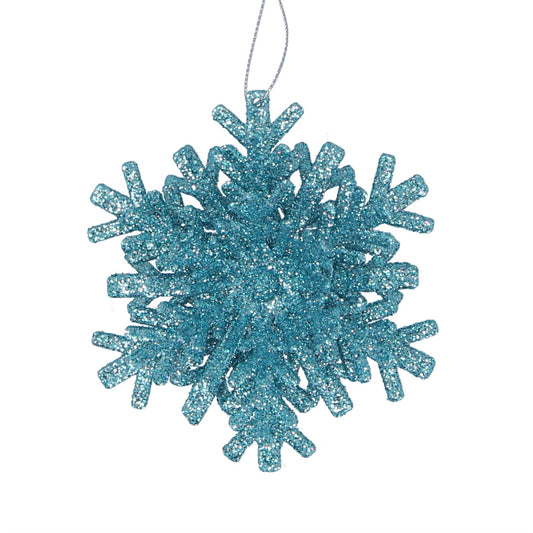 Acrylic Dec 10cm - Turquoise Sparkling Layered Snowflake