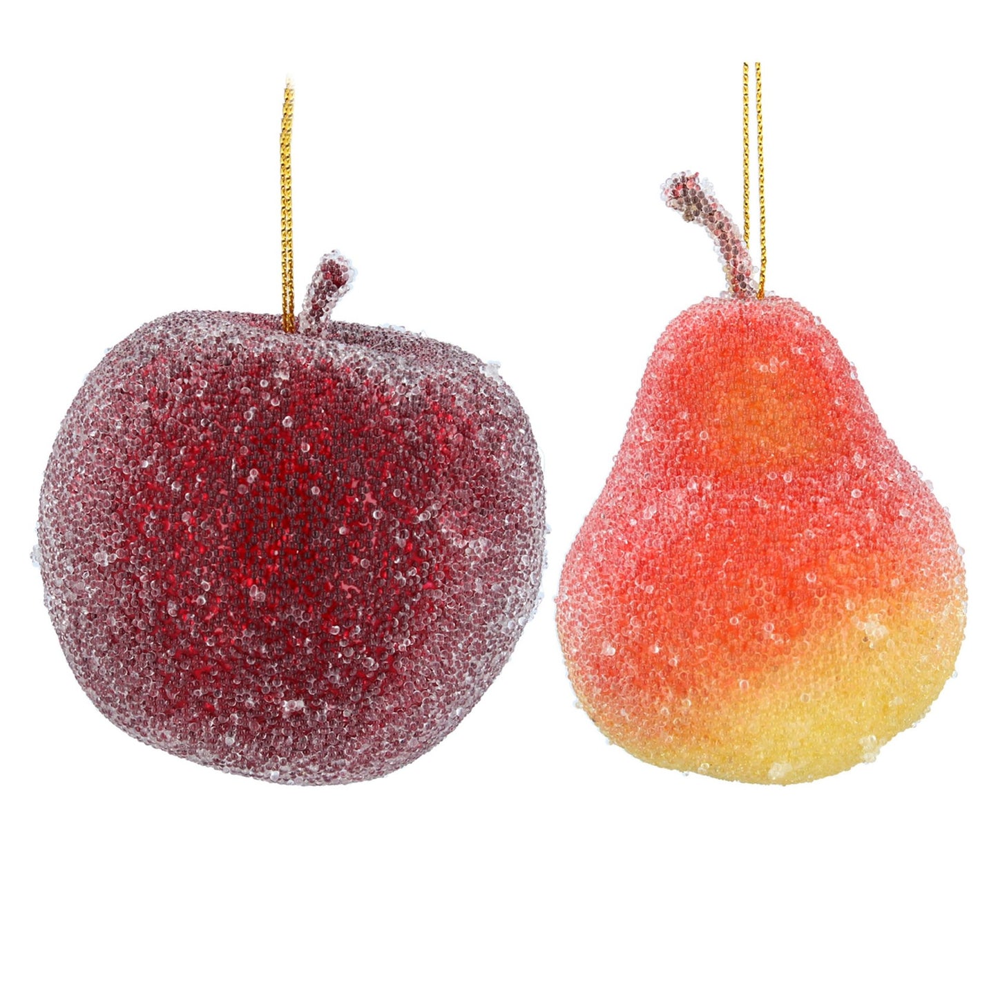 Frosted Apple and Pear Hanging Decorations