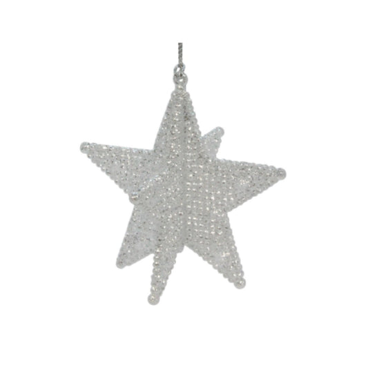 Acrylic Dec 8cm - Pale Silver 3D 5-Point Star