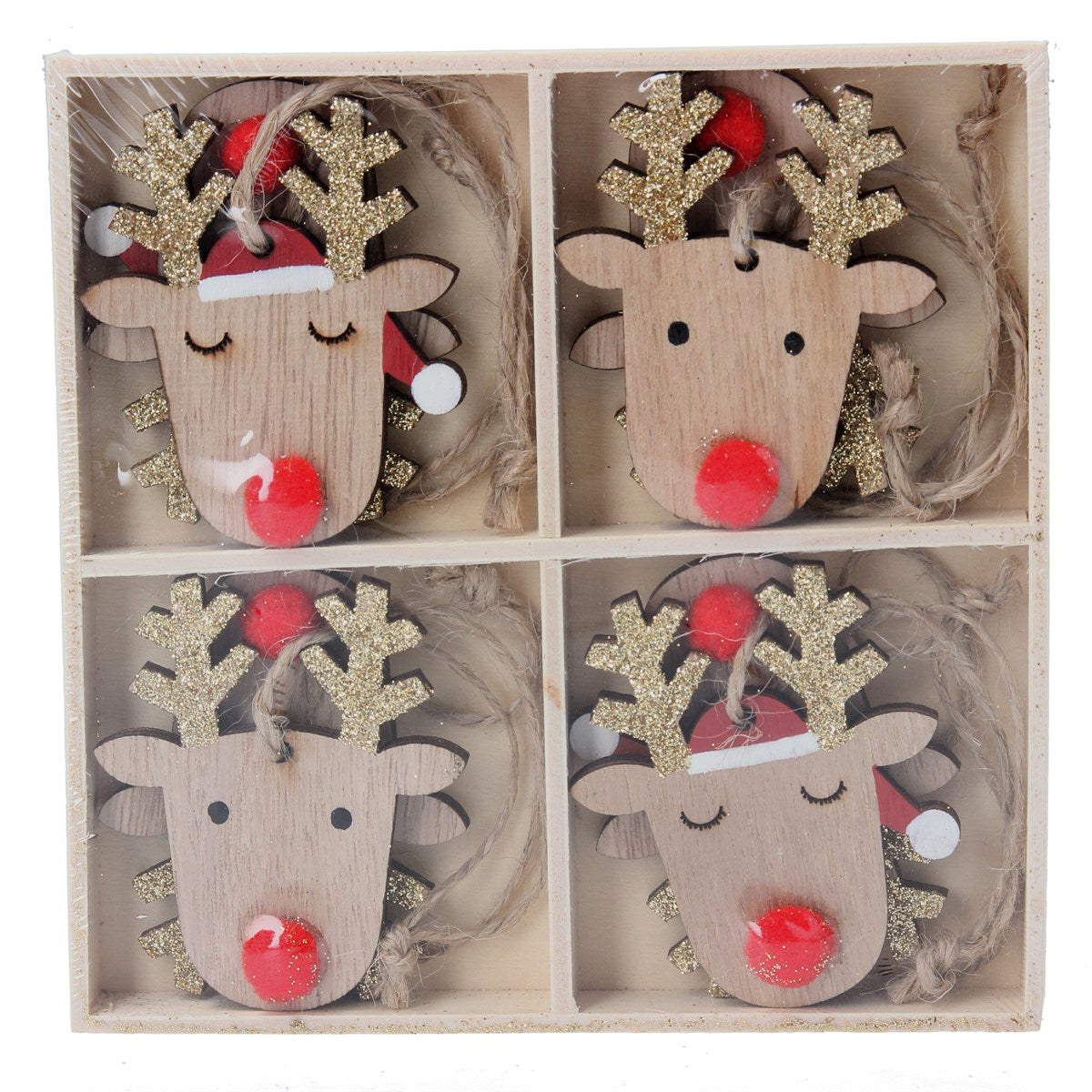 Reindeer Head Hanging Decorations (Box of 8)