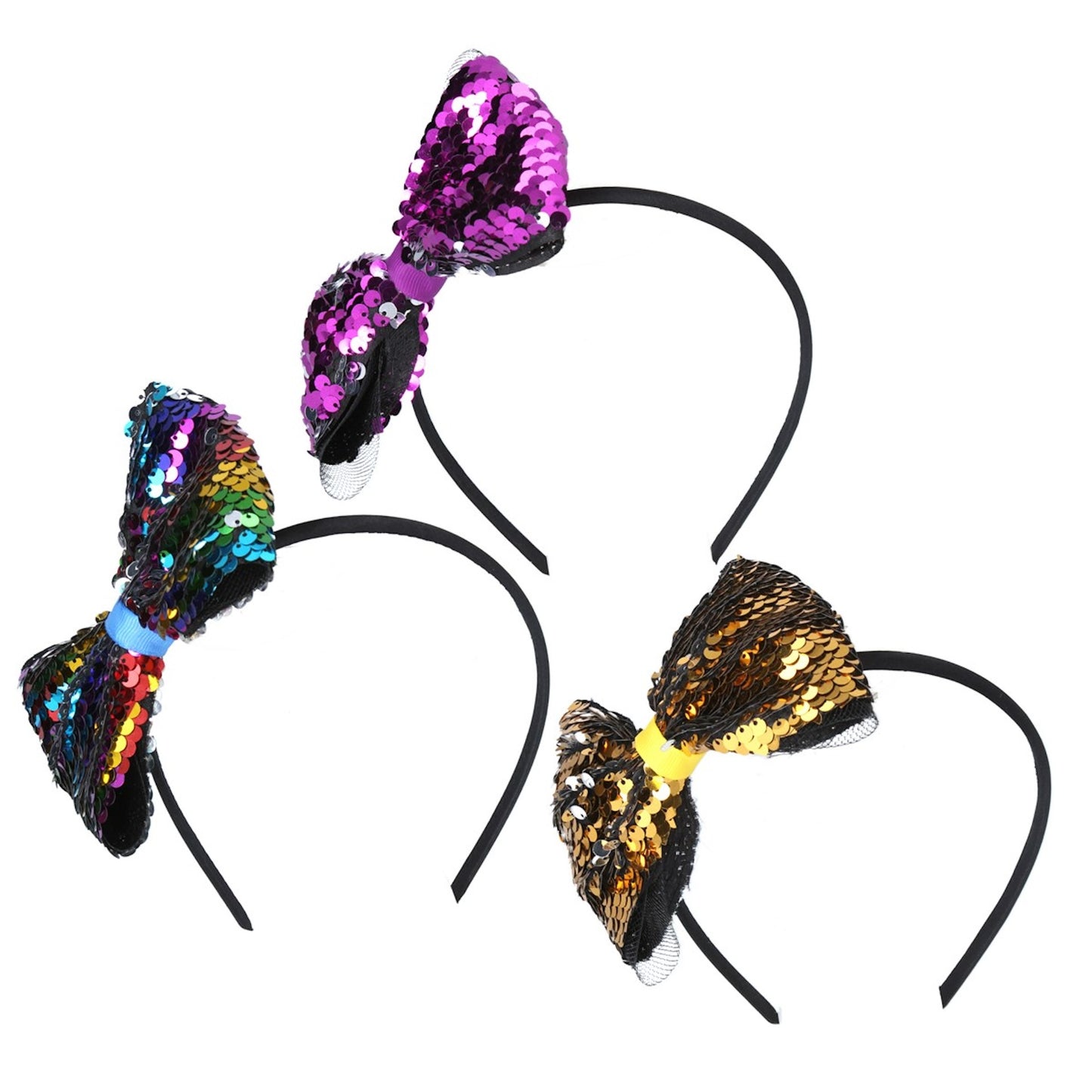 Sequin Bow Hairband Assorted Colours