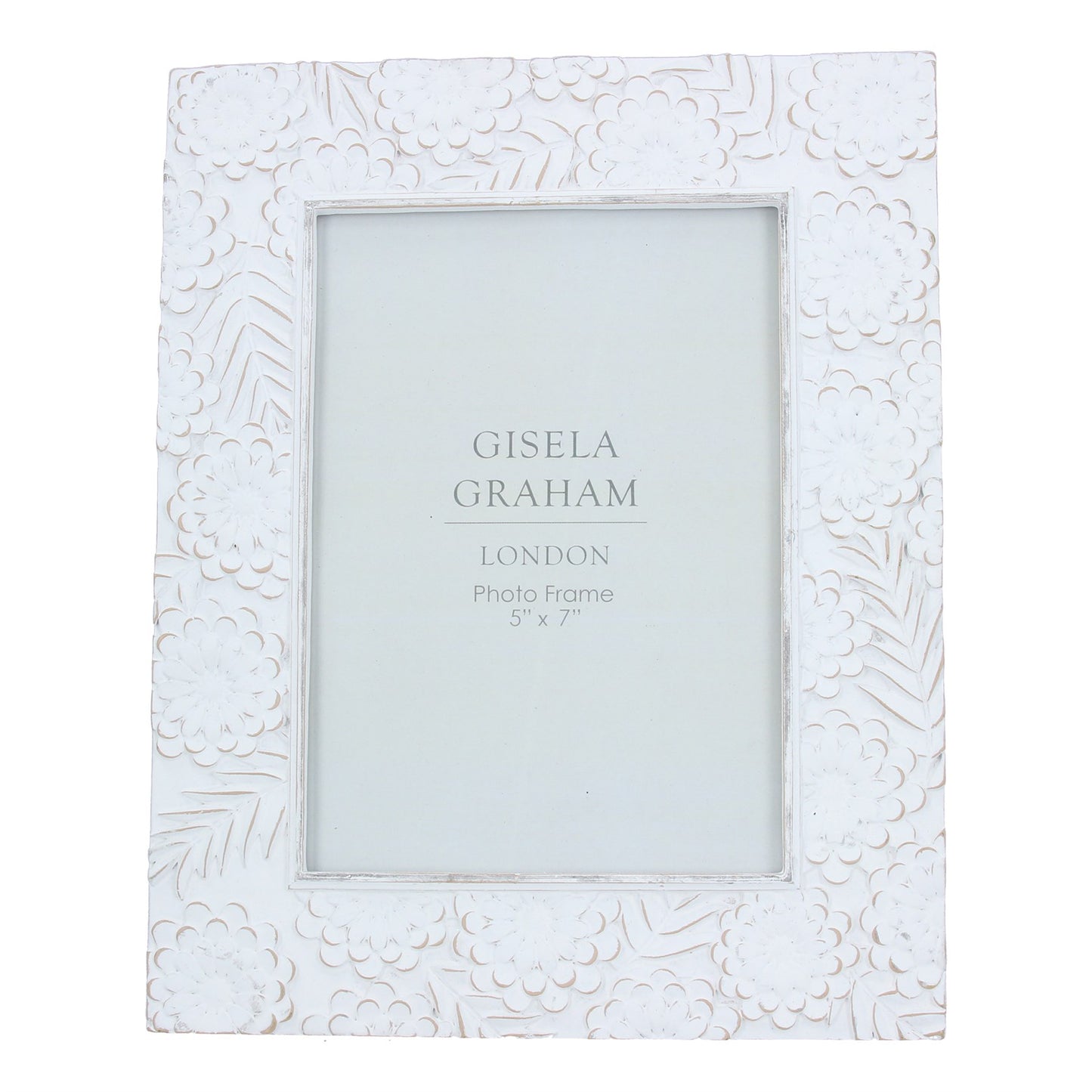 Resin Photo Frame (5x7) - White Natural Floral