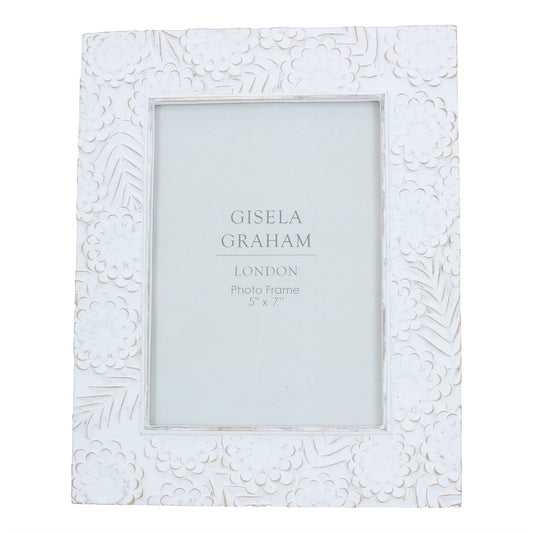 Resin Photo Frame (5x7) - White Natural Floral