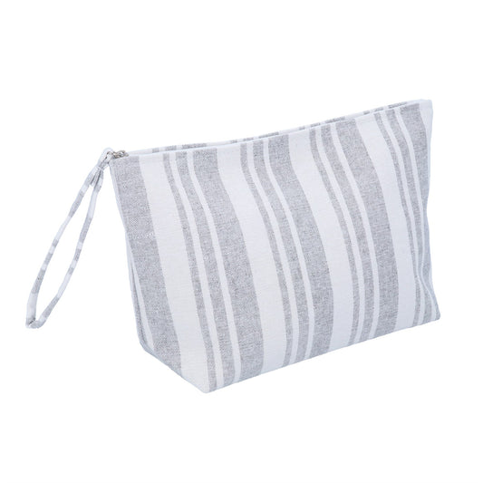 Grey Stripe Fabric Washbag