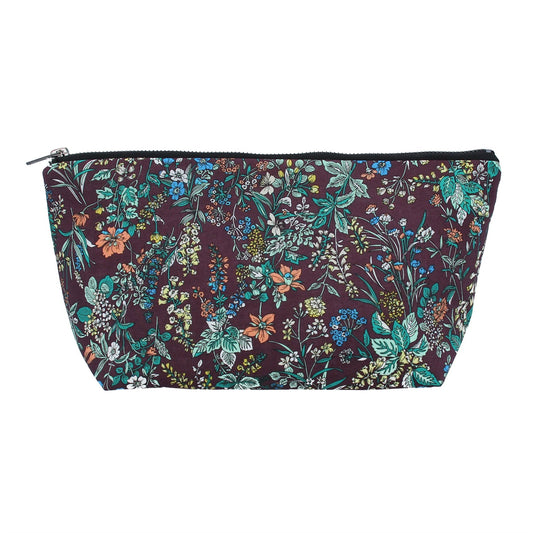 Burgundy Vintage Floral Cosmetic Pouch