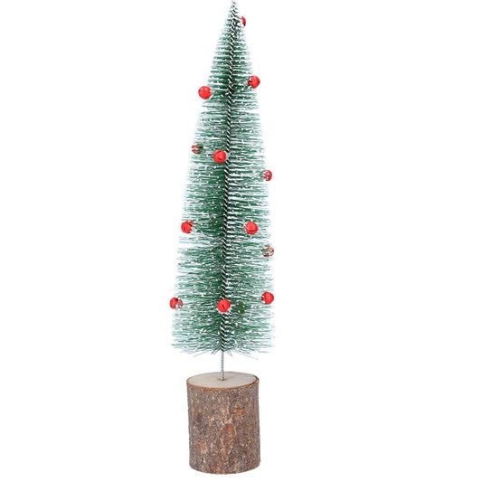 Bristle Orn 31cm - Green Tree w Red Bells on Log