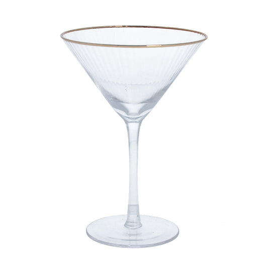Ribbed Martini Glass with Gold Rim