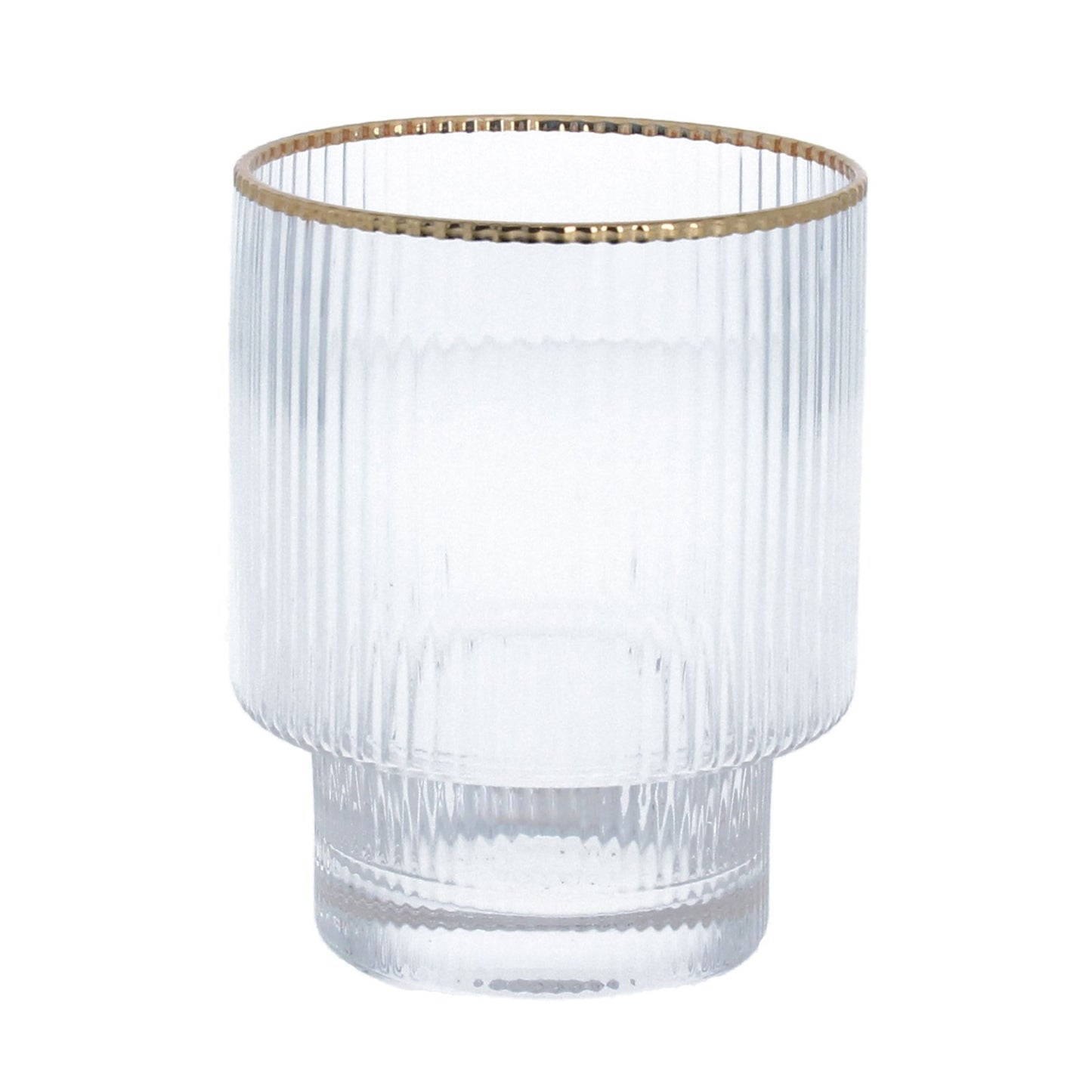 Ribbed Tumbler with Gold Rim