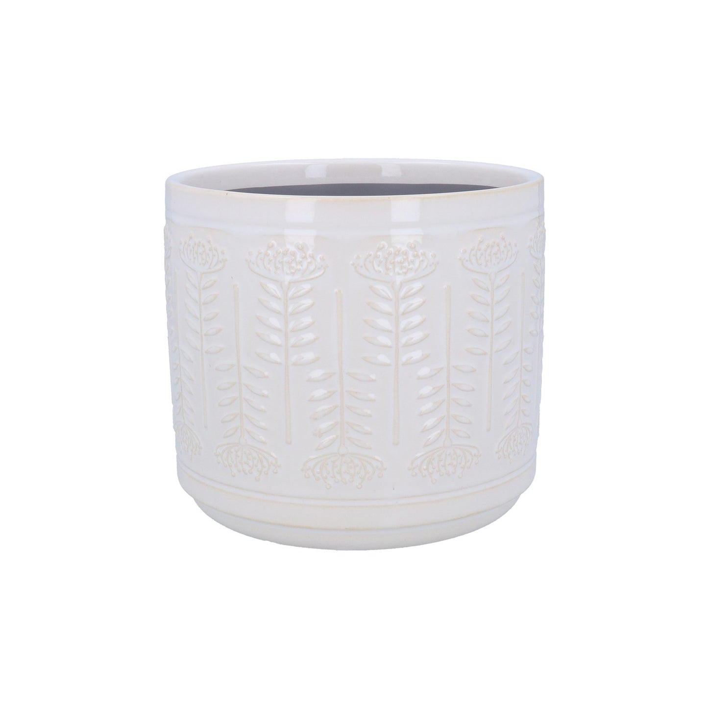 White Protea Stoneware Pot Cover Sml