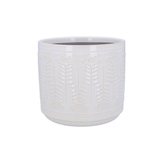 White Protea Stoneware Pot Cover Sml
