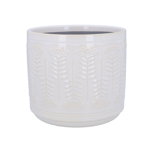 White Protea Stoneware Pot Cover Med