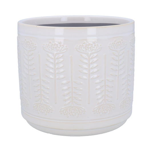 White Protea Stoneware Pot Cover Lrg