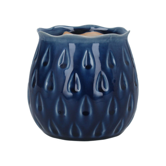 Navy Stoneware Teardrop Pot Cover Sml