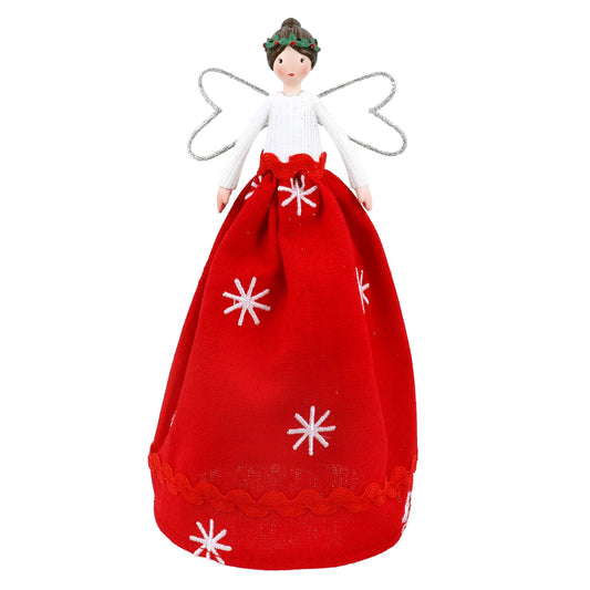 Resin Tree Topper 18cm - Red/White Scandi Fairy