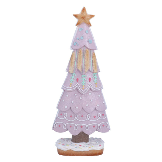 Resin Orn 38cm - Lilac Gingerbread Tree