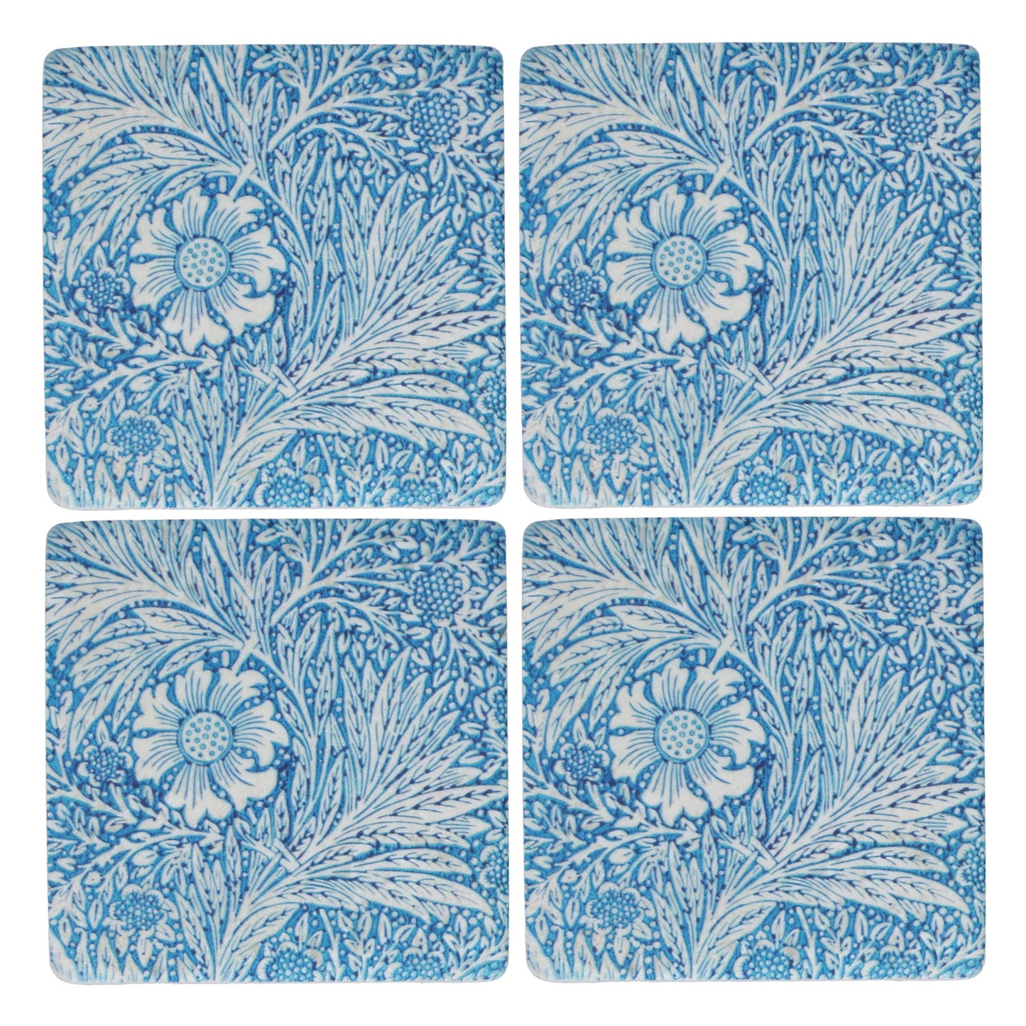 Resin Coaster 10cm - Period Blue Floral Leaves