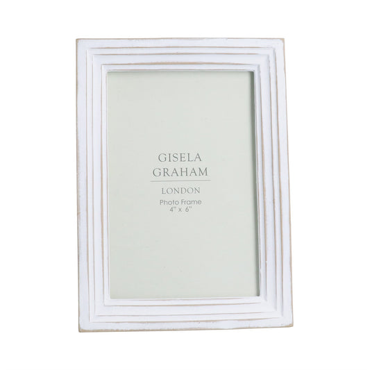 Resin Picture Frame (4x6") 18cm - Antique White Groove"