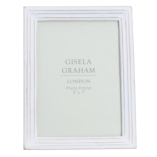 Resin Picture Frame (5x7") 18cm - Antique White Groove"