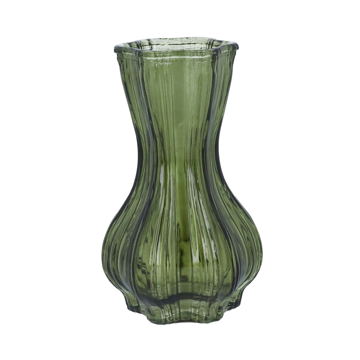 Glass Vase 15cm - Green Bulb Bud