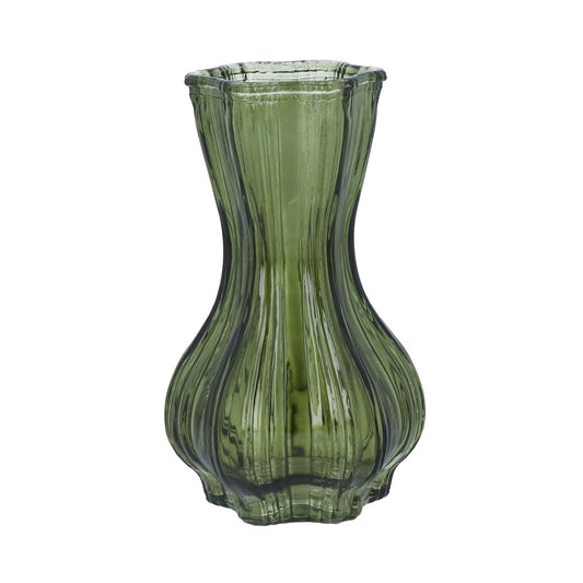 Glass Vase 15cm - Green Bulb Bud