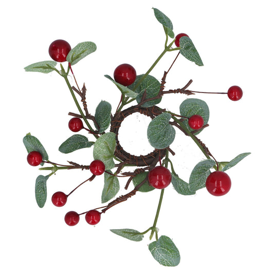 Acrylic Candle Ring 17cm - Eucalyptus/Red Berry