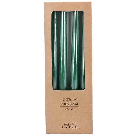 Box/4 Taper Candle 25cm - Dark Green