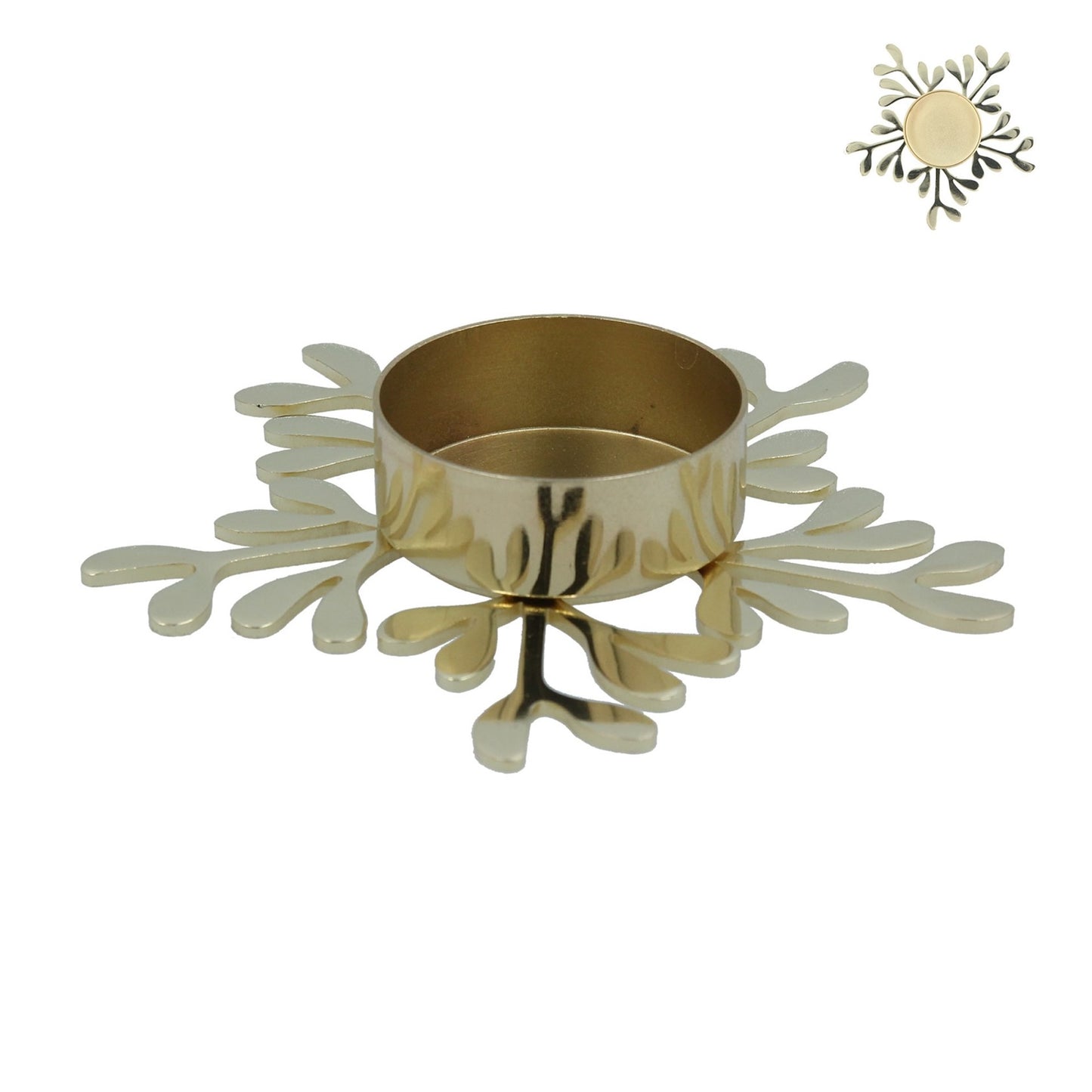 Gold Metal Snowflake Tea Light Holder