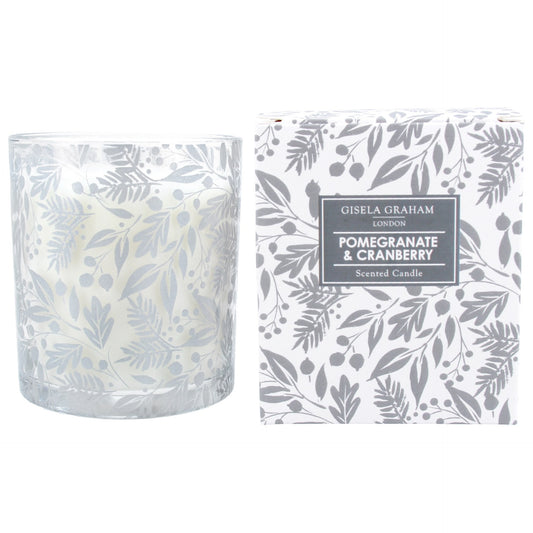 Pomegranate & Cranberry Silver Leaf Candle Large