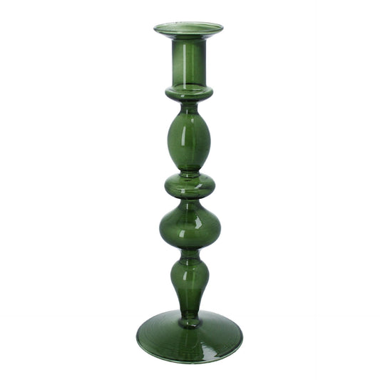 Dark Green Piped Taper Candle Holder Large
