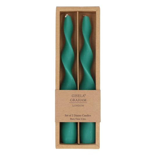 Green Vintage Twist Candles (Box of 2)