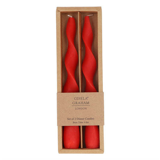 Red Vintage Twist Candles (Box of 2)