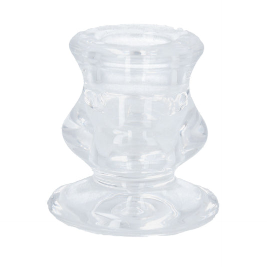 Clear Glass Short Candlestick