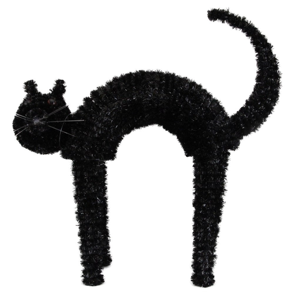 Black Tinsel Halloween Standing Cat